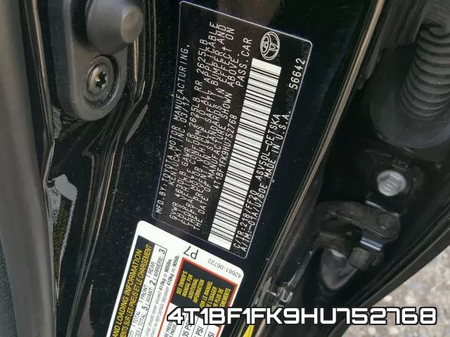 4T1BF1FK9HU752768 фото 2