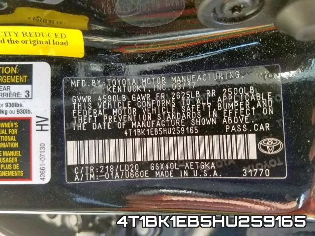 4T1BK1EB5HU259165 фото 2