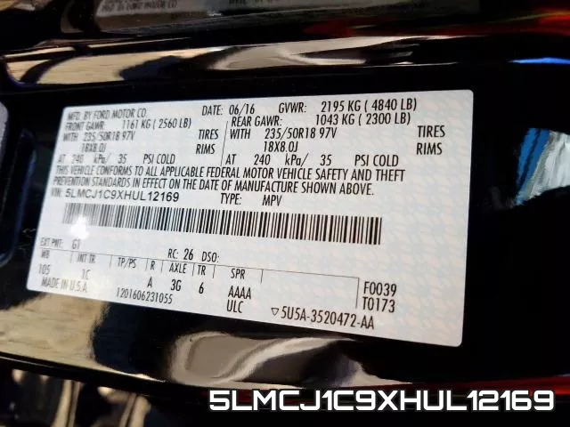5LMCJ1C9XHUL12169 фото 2