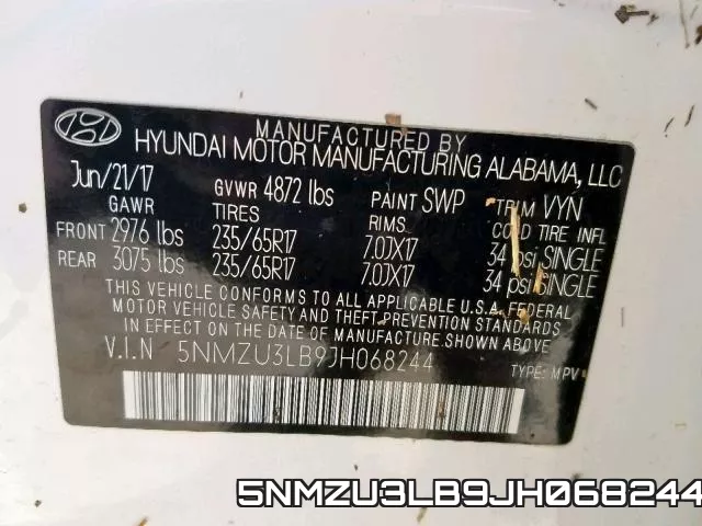 5NMZU3LB9JH068244 фото 2