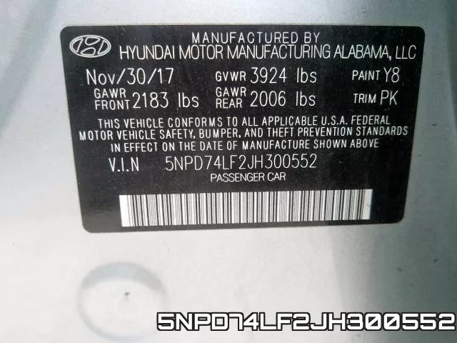5NPD74LF2JH300552 фото 2