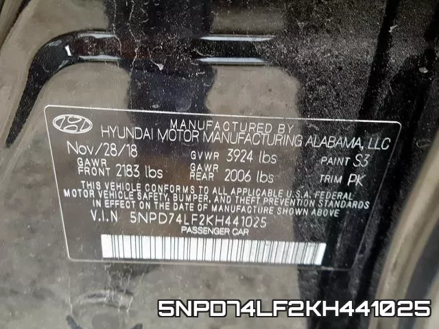 5NPD74LF2KH441025 фото 2