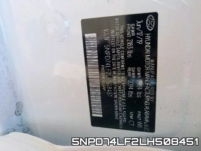 5NPD74LF2LH508451 фото 2