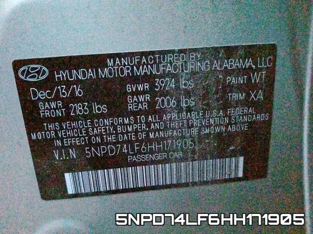 5NPD74LF6HH171905 фото 2