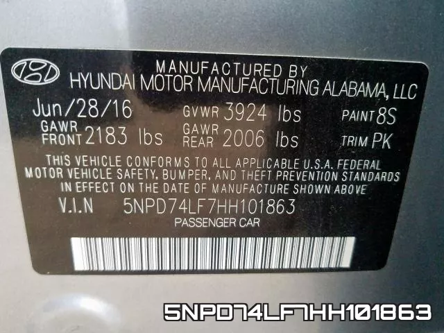 5NPD74LF7HH101863 фото 2