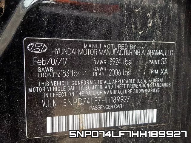 5NPD74LF7HH189927 фото 2