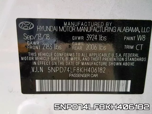 5NPD74LF8KH406182 фото 2