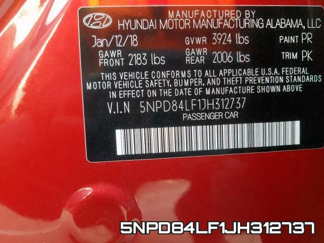 5NPD84LF1JH312737 фото 2