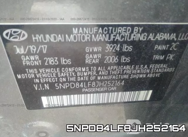 5NPD84LF8JH252164 фото 10