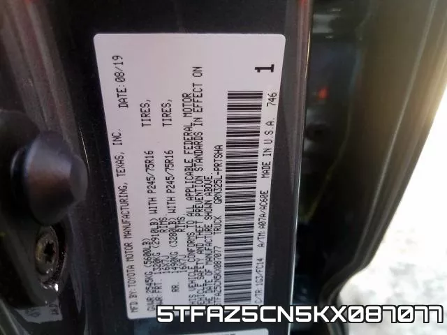 5TFAZ5CN5KX087077 фото 2