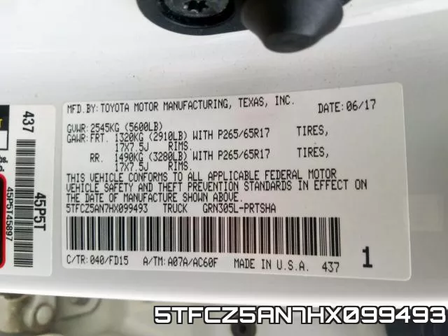 5TFCZ5AN7HX099493 фото 2