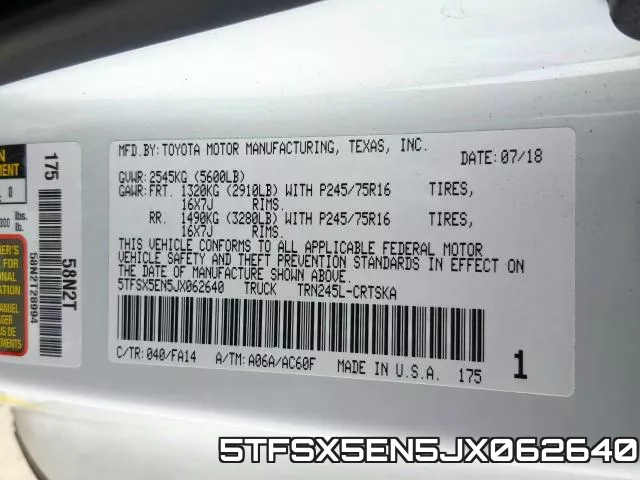 5TFSX5EN5JX062640 фото 2
