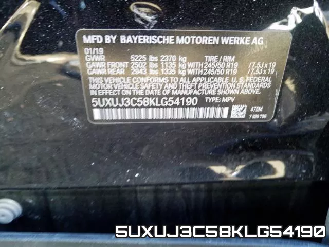 5UXUJ3C58KLG54190 фото 2