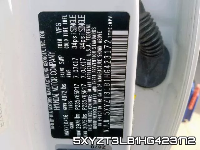 5XYZT3LB1HG423172 фото 2
