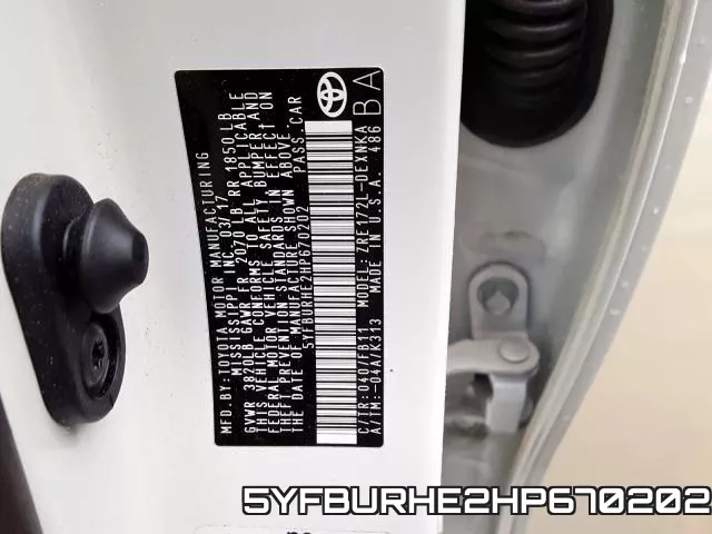 5YFBURHE2HP670202 фото 2