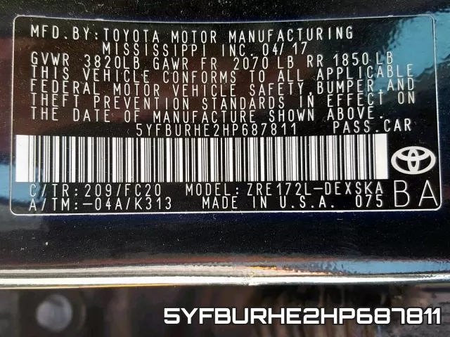 5YFBURHE2HP687811 фото 2