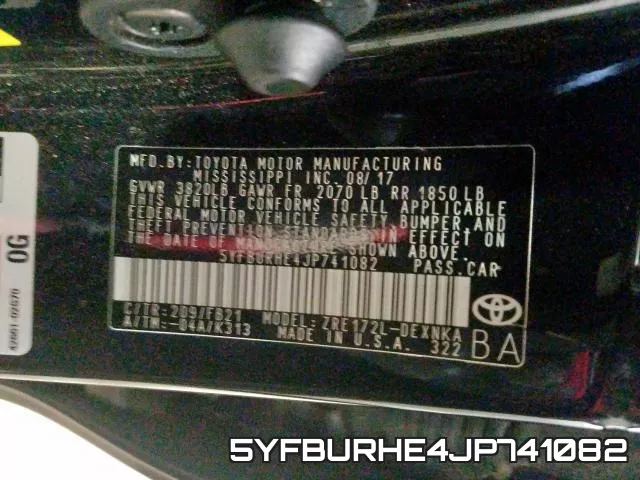 5YFBURHE4JP741082 фото 2