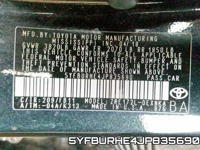 5YFBURHE4JP835690 фото 2