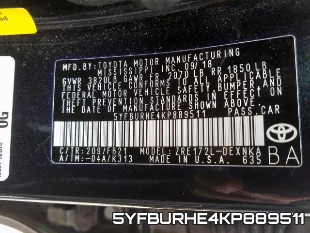 5YFBURHE4KP889511 фото 2