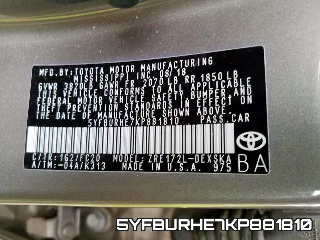 5YFBURHE7KP881810 фото 2