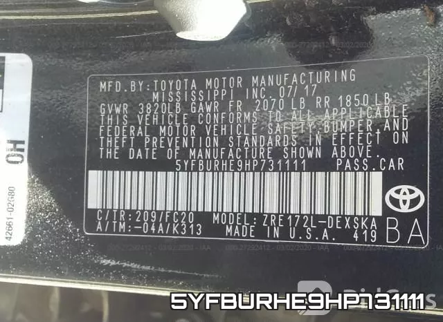 5YFBURHE9HP731111 фото 10