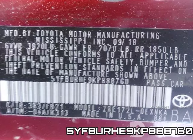 5YFBURHE9KP888760 фото 10