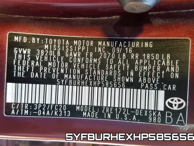 5YFBURHEXHP585656 фото 2