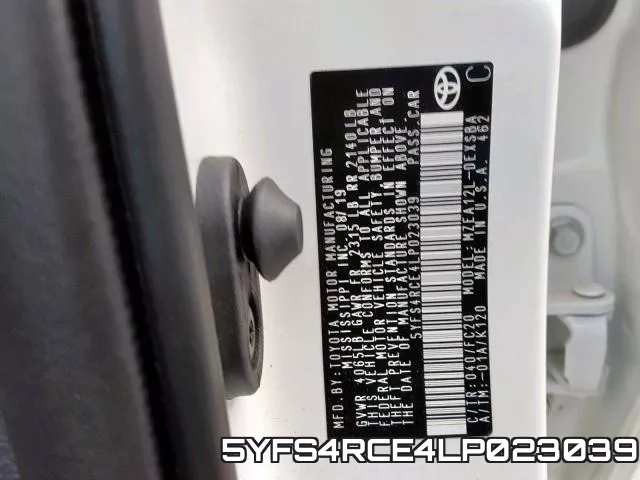 5YFS4RCE4LP023039 фото 2