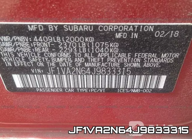 JF1VA2N64J9833315 фото 10
