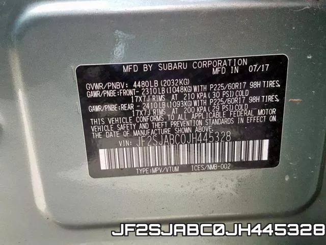 JF2SJABC0JH445328 фото 2