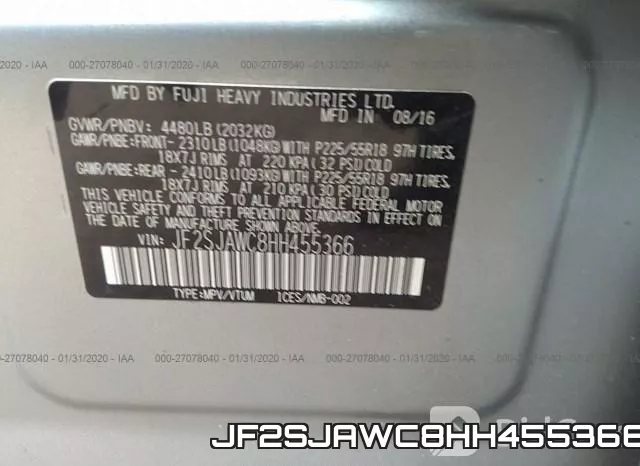JF2SJAWC8HH455366 фото 10