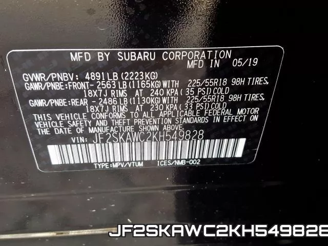 JF2SKAWC2KH549828 фото 2