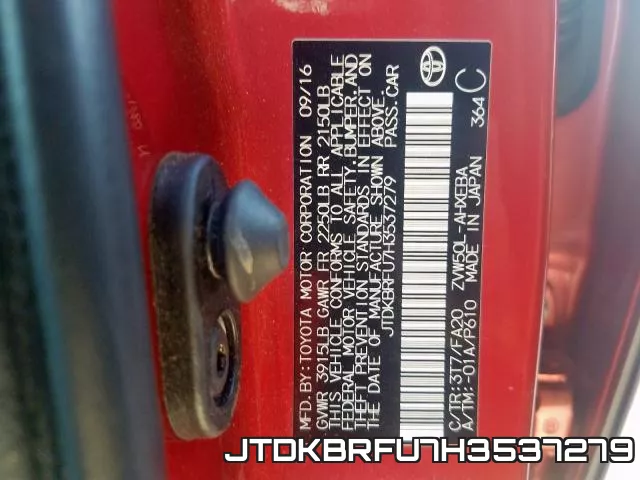 JTDKBRFU7H3537279 фото 2