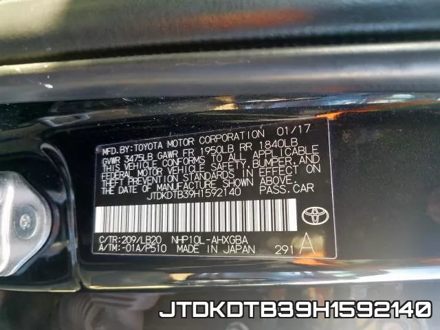 JTDKDTB39H1592140 фото 2