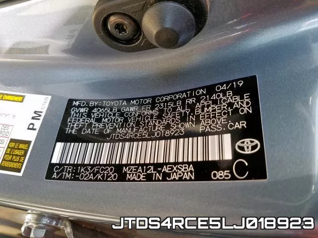 JTDS4RCE5LJ018923 фото 2
