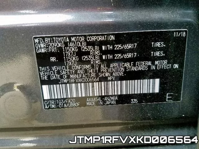 JTMP1RFVXKD006564 фото 2