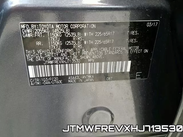JTMWFREVXHJ713530 фото 2