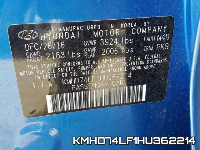 KMHD74LF1HU362214 фото 2