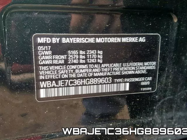 WBAJE7C36HG889603 фото 2