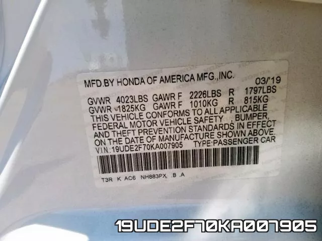 19UDE2F70KA007905 фото 2