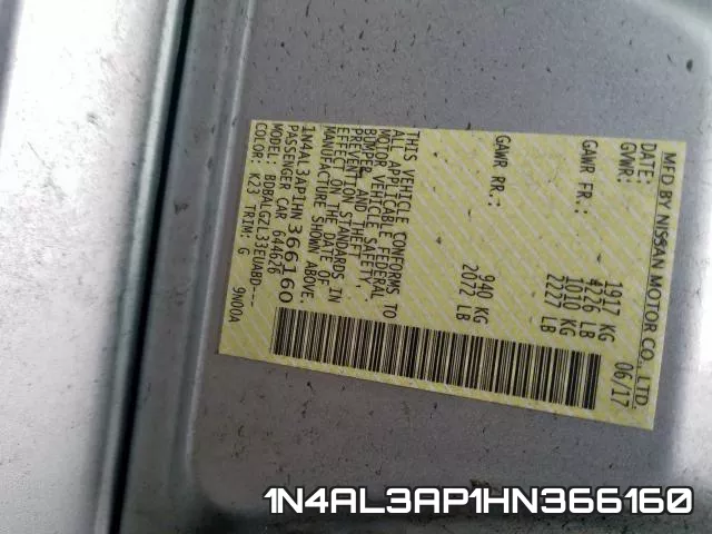 1N4AL3AP1HN366160 фото 2