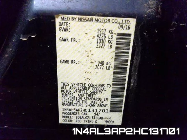1N4AL3AP2HC131701 фото 2