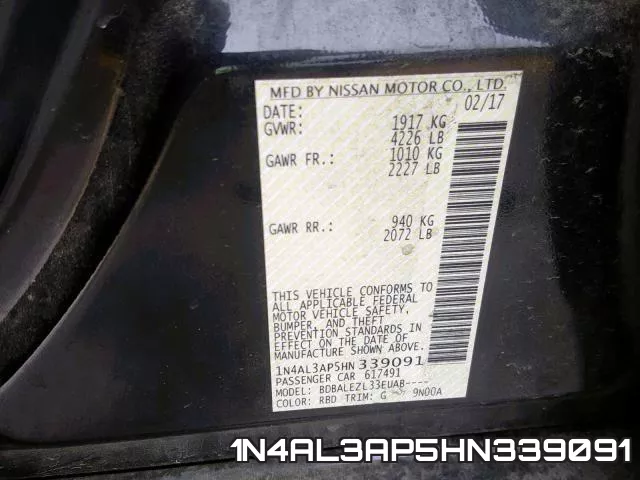 1N4AL3AP5HN339091 фото 2