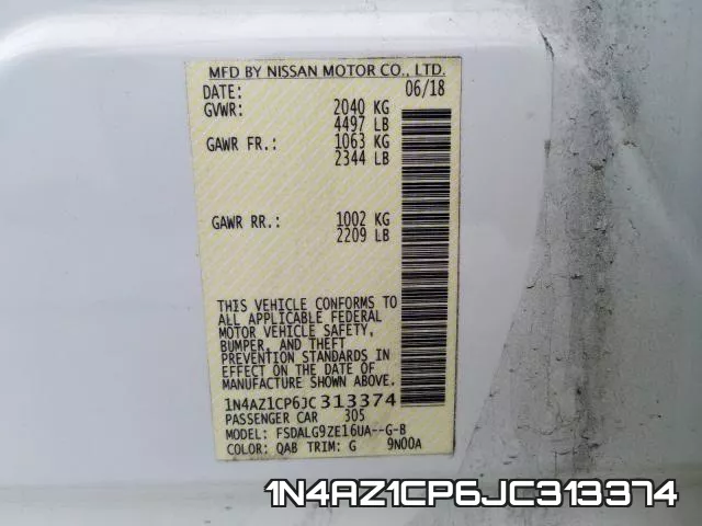1N4AZ1CP6JC313374 фото 2