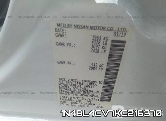 1N4BL4CV7KC216370 фото 10