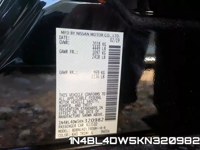 1N4BL4DW5KN320982 фото 2