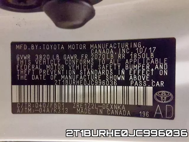 2T1BURHE0JC996036 фото 2