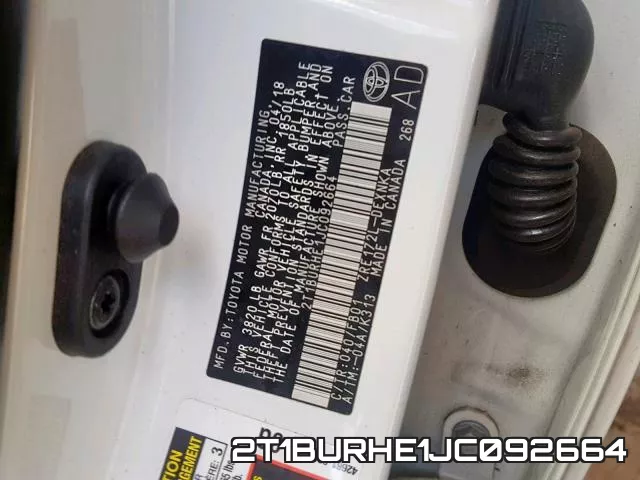 2T1BURHE1JC092664 фото 2