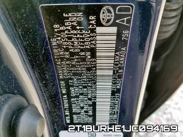 2T1BURHE1JC094169 фото 2