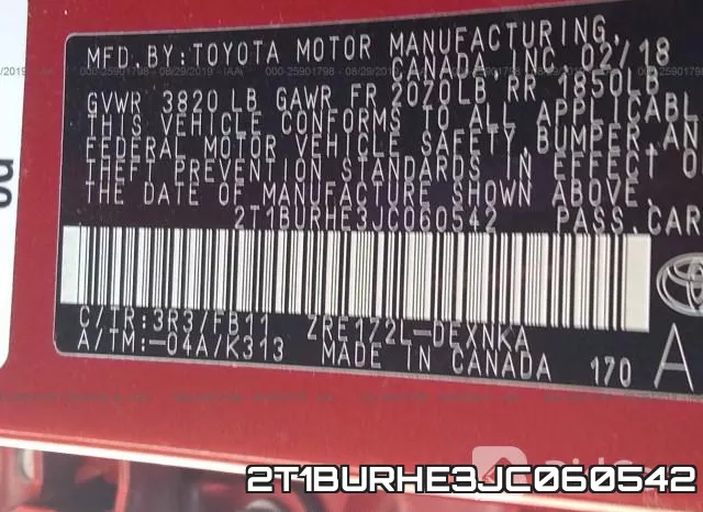 2T1BURHE3JC060542 фото 10